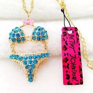 Betsey Johnson Gold & Blue Bikini Necklace